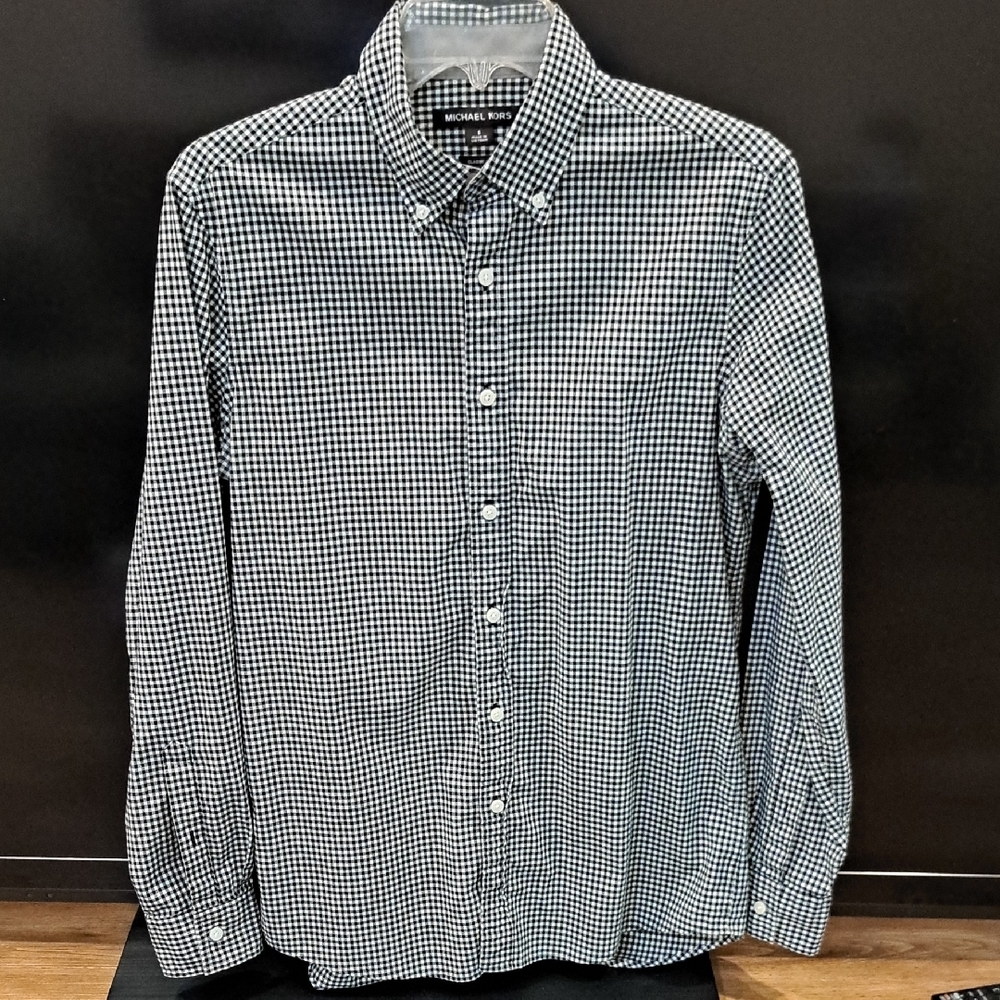 Michael Kors Black and White Casual Button Down Shirt